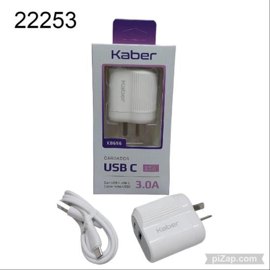 Imagen de CARGADOR USB + USB C 3A 20W 2.25